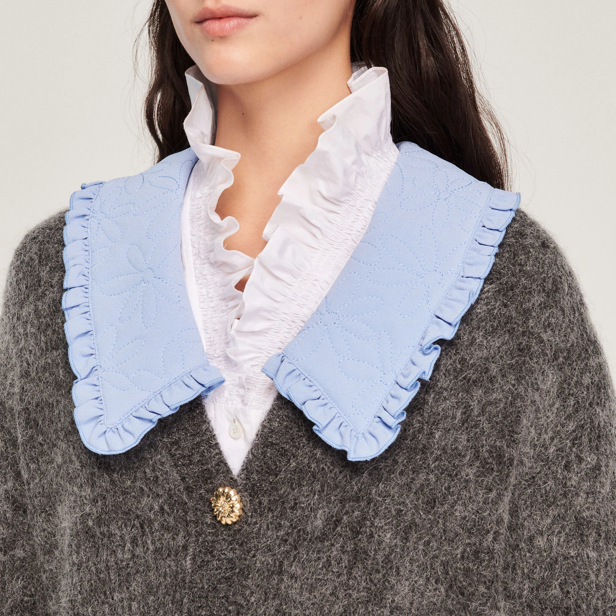 Best Pirce ???? Sandro Wide Neck Knit Cardigan Dark Grey ???? 3 Best Pirce ???? Sandro Wide Neck Knit Cardigan Dark Grey ???? - Image 3