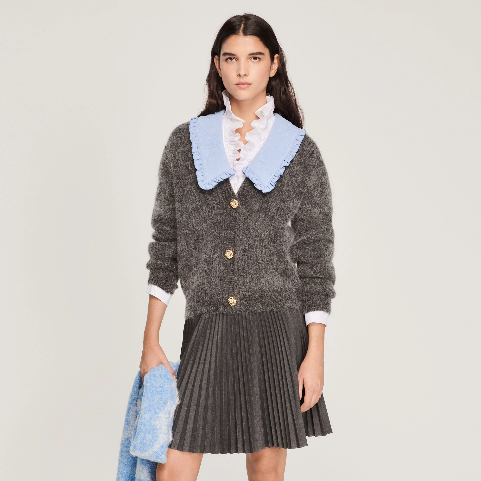 Best Pirce ???? Sandro Wide Neck Knit Cardigan Dark Grey ???? 4 Best Pirce ???? Sandro Wide Neck Knit Cardigan Dark Grey ???? - Image 4