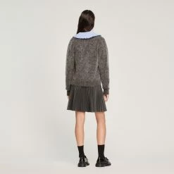 Best Pirce ???? Sandro Wide Neck Knit Cardigan Dark Grey ???? 11 Best Pirce ???? Sandro Wide Neck Knit Cardigan Dark Grey ???? -Sandro Shop Sandro SFPCA00684 240 V 5