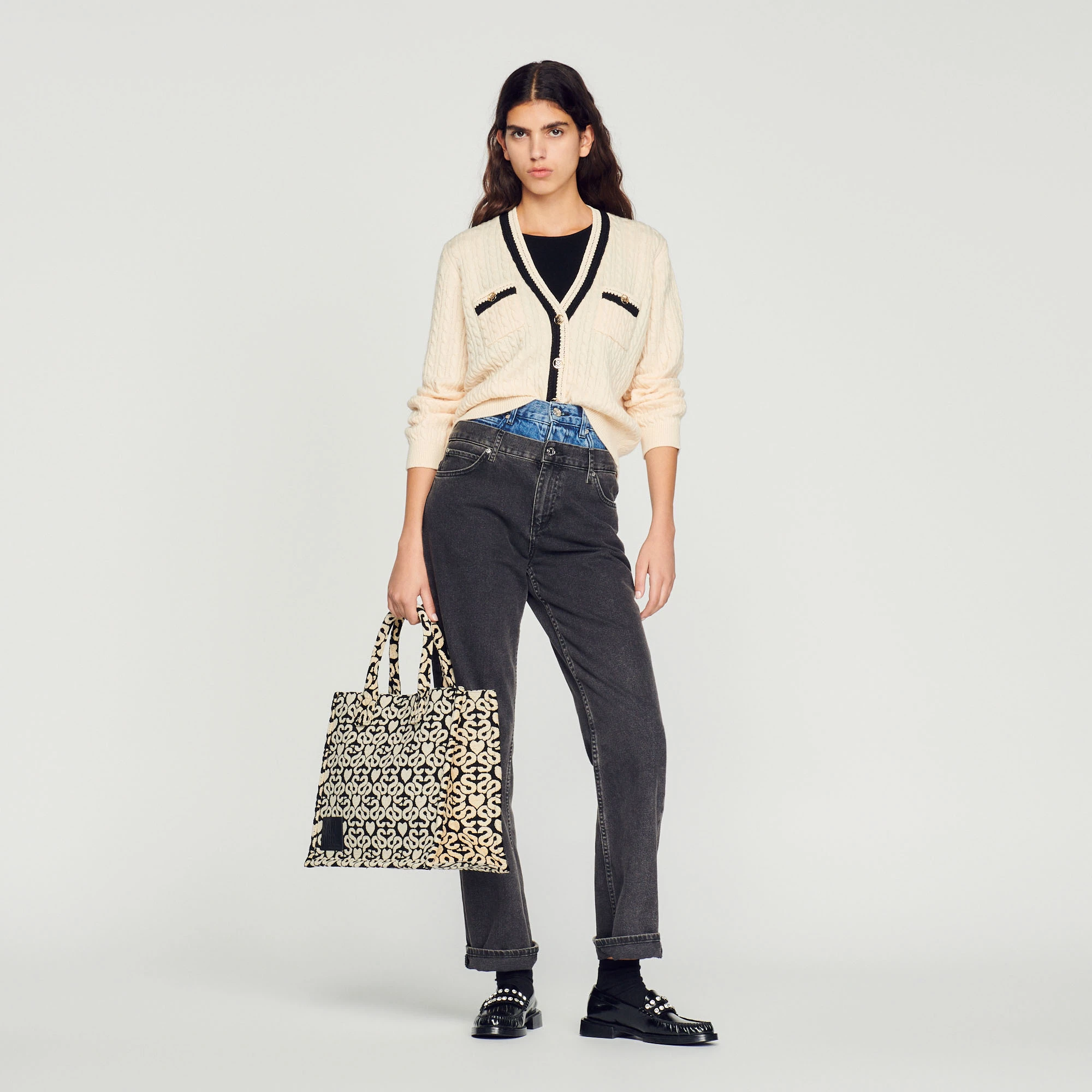 Outlet ???? Sandro Cable-knit Cardigan Ecru ???? 1 Outlet ???? Sandro Cable-knit Cardigan Ecru ????