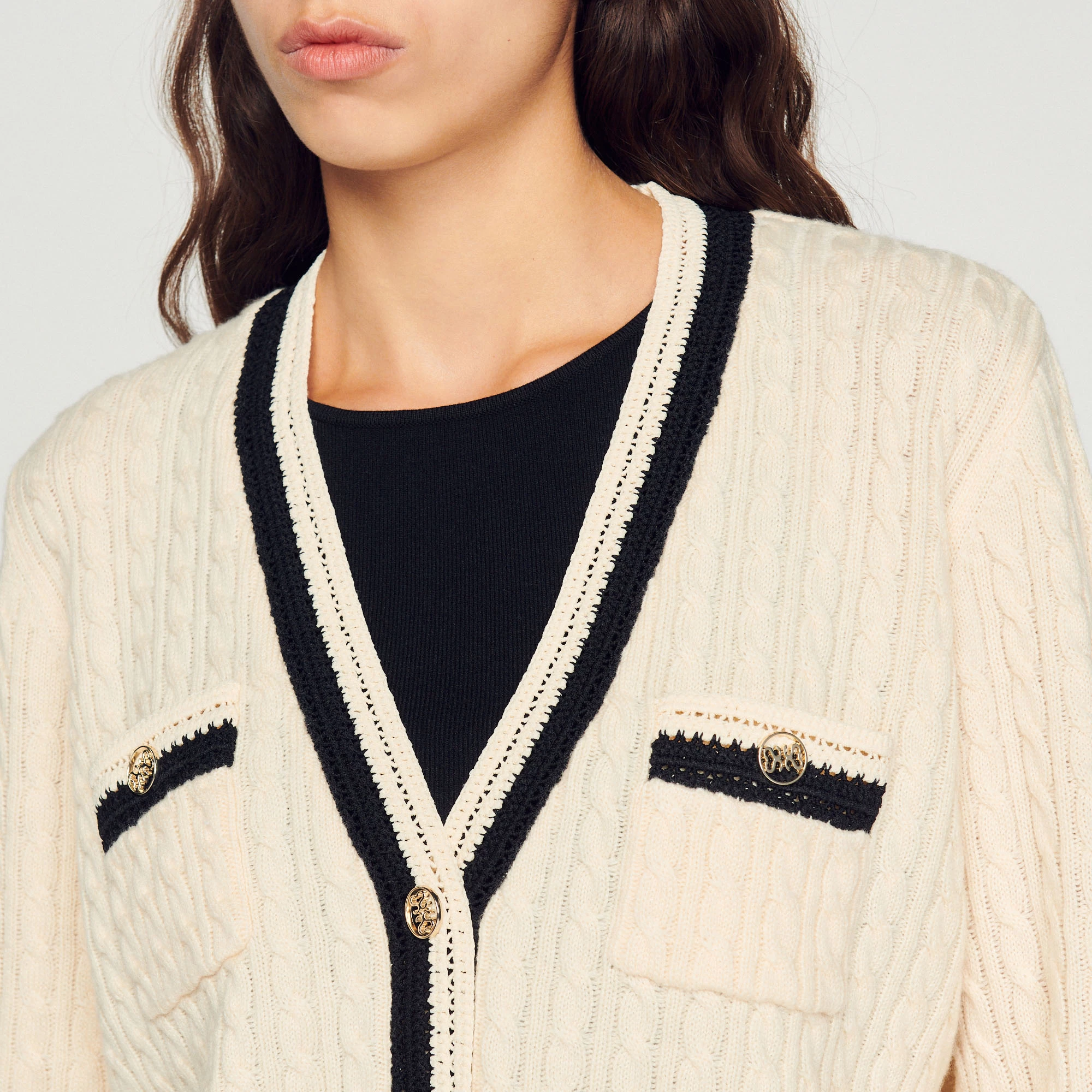 Outlet ???? Sandro Cable-knit Cardigan Ecru ???? 3 Outlet ???? Sandro Cable-knit Cardigan Ecru ???? - Image 3