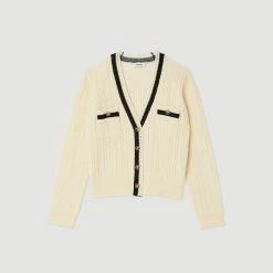 Outlet ???? Sandro Cable-knit Cardigan Ecru ???? 13 Outlet ???? Sandro Cable-knit Cardigan Ecru ???? -Sandro Shop Sandro SFPCA00687 11 V P