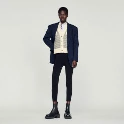 Deals ⭐ Sandro Striped Knit Cardigan Ecru ⌛