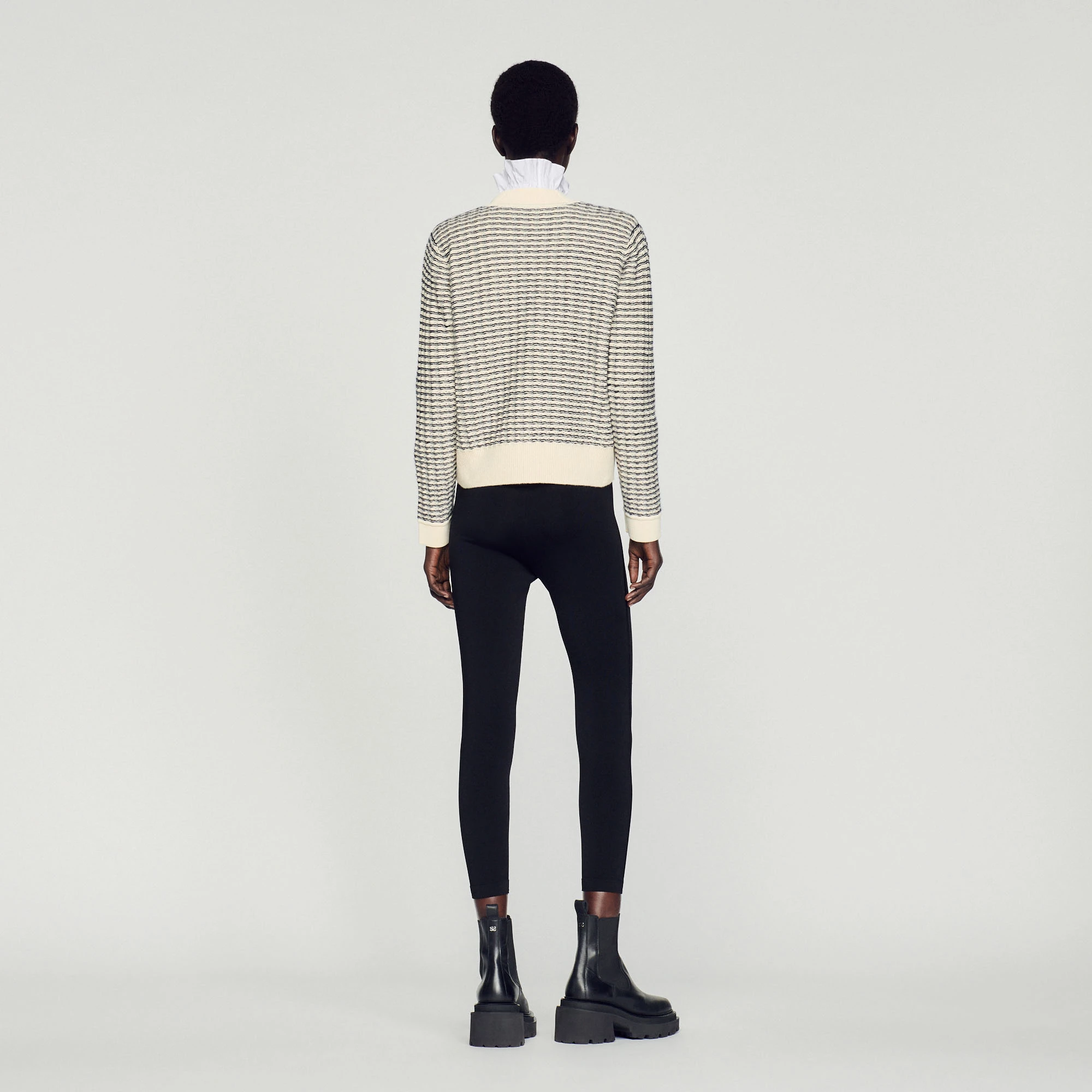 Deals ⭐ Sandro Striped Knit Cardigan Ecru ⌛ 5 Deals ⭐ Sandro Striped Knit Cardigan Ecru ⌛ - Image 5