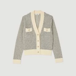 Deals ⭐ Sandro Striped Knit Cardigan Ecru ⌛ 13 Deals ⭐ Sandro Striped Knit Cardigan Ecru ⌛ -Sandro Shop Sandro SFPCA00690 11 V P