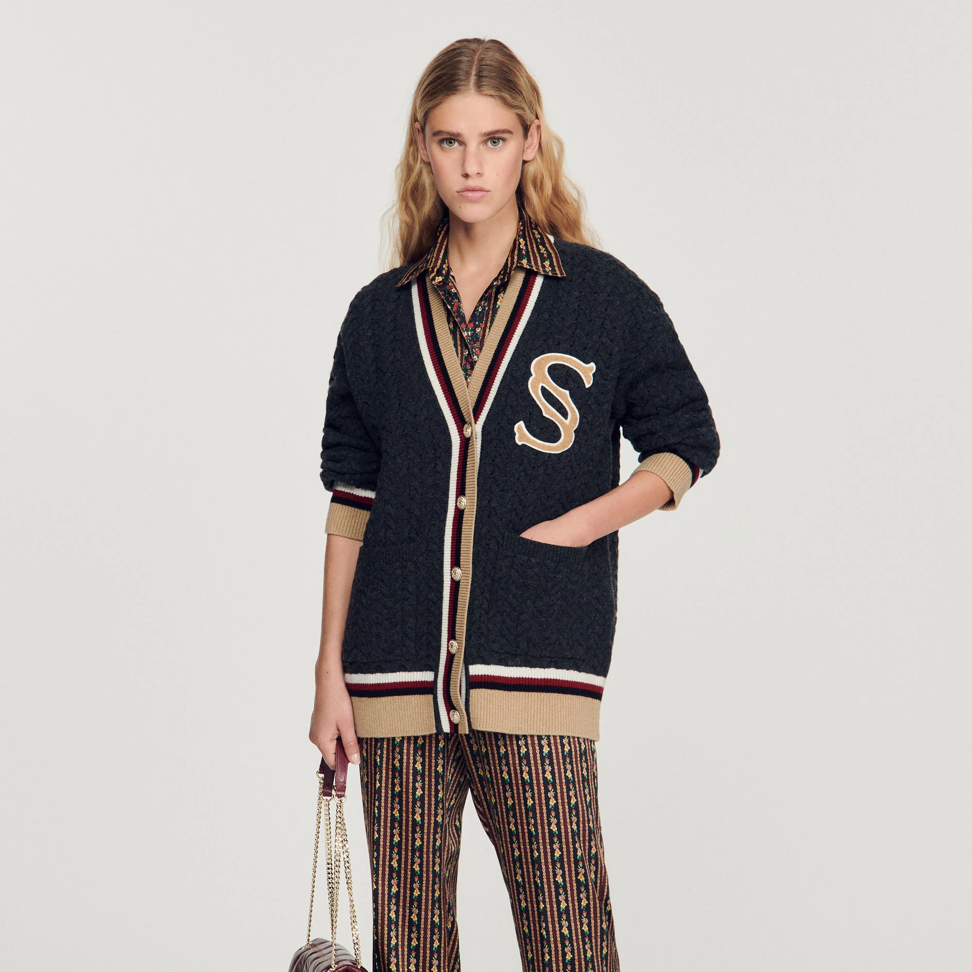 Best deal ⭐ Sandro ???? Coatigan With Double S Patch Dark Grey ???? 1 Best deal ⭐ Sandro ???? Coatigan With Double S Patch Dark Grey ????