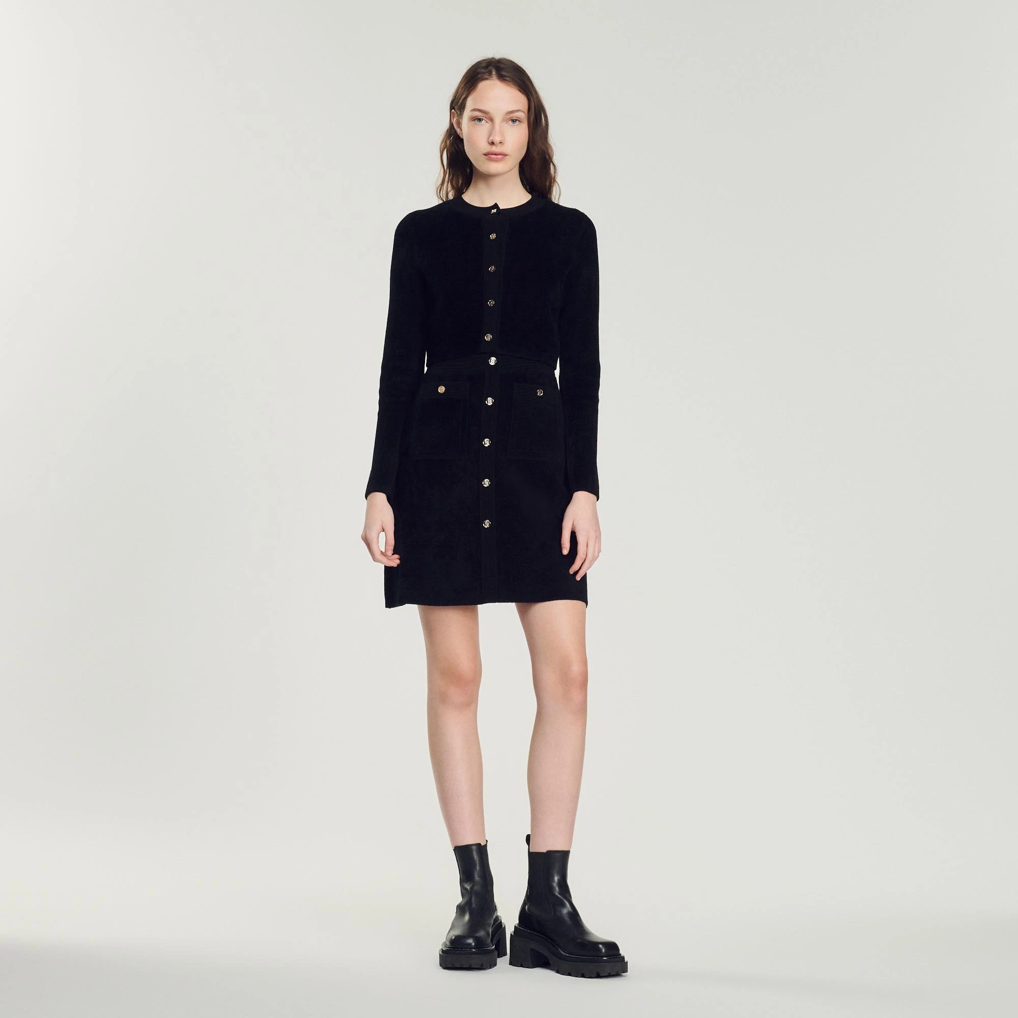 Budget ???? Sandro Cropped Velvet-effect Cardigan Black ???? 2 Budget ???? Sandro Cropped Velvet-effect Cardigan Black ???? - Image 2