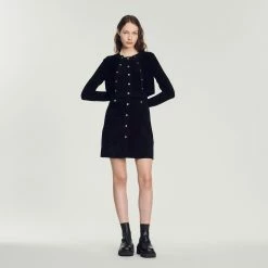 Budget ???? Sandro Cropped Velvet-effect Cardigan Black ???? 10 Budget ???? Sandro Cropped Velvet-effect Cardigan Black ???? -Sandro Shop Sandro SFPCA00722 20 V 4