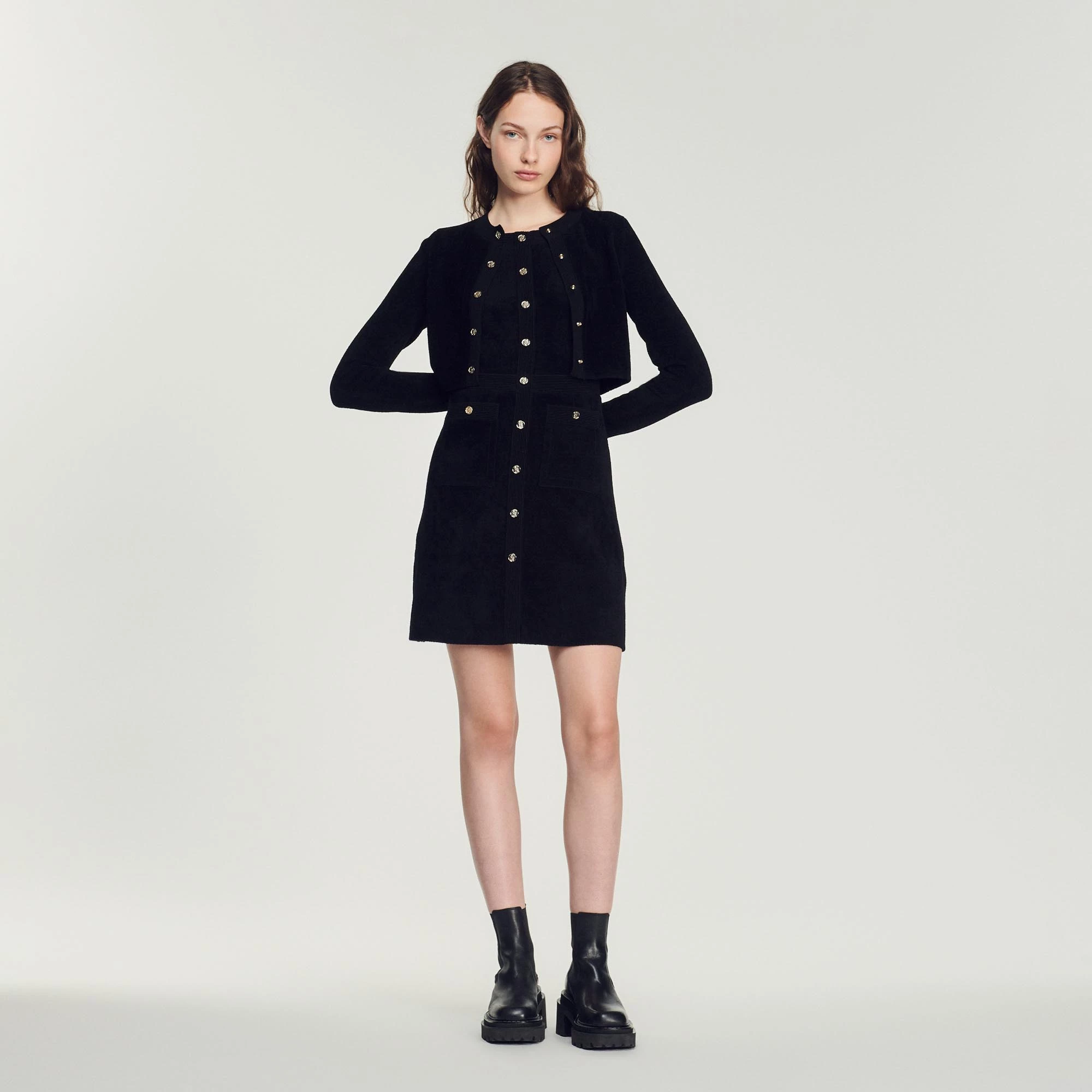 Budget ???? Sandro Cropped Velvet-effect Cardigan Black ???? 4 Budget ???? Sandro Cropped Velvet-effect Cardigan Black ???? - Image 4