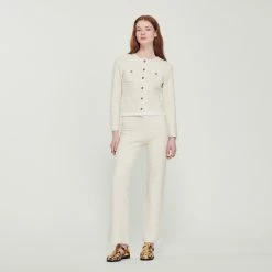 Best Sale ❤️ Sandro Tweed ???? Coatigan Ecru ????