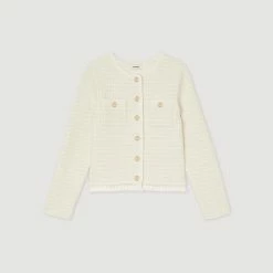 Best Sale ❤️ Sandro Tweed ???? Coatigan Ecru ???? -Sandro Shop Sandro SFPCA00733 11 V P