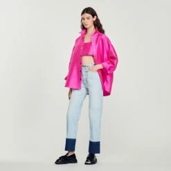 Top 10 ???? Sandro Oversized Satiny ???? Shirt Fushia ????