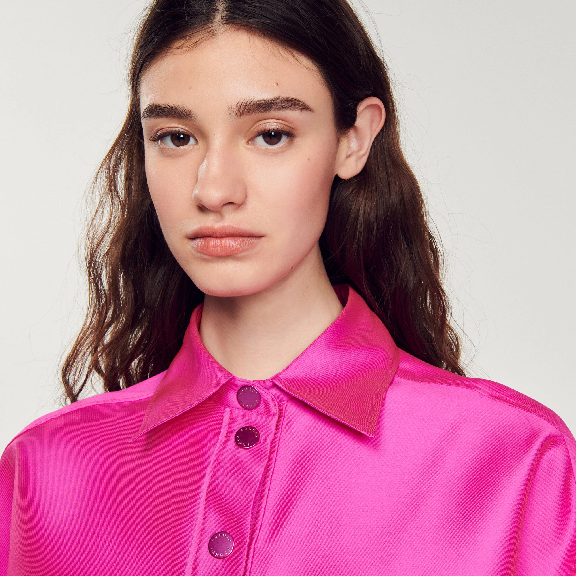 Top 10 ???? Sandro Oversized Satiny ???? Shirt Fushia ???? 3 Top 10 ???? Sandro Oversized Satiny ???? Shirt Fushia ???? - Image 3