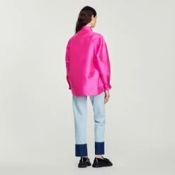 Top 10 ???? Sandro Oversized Satiny ???? Shirt Fushia ???? 11 Top 10 ???? Sandro Oversized Satiny ???? Shirt Fushia ???? -Sandro Shop Sandro SFPCM00680 F002 V 5