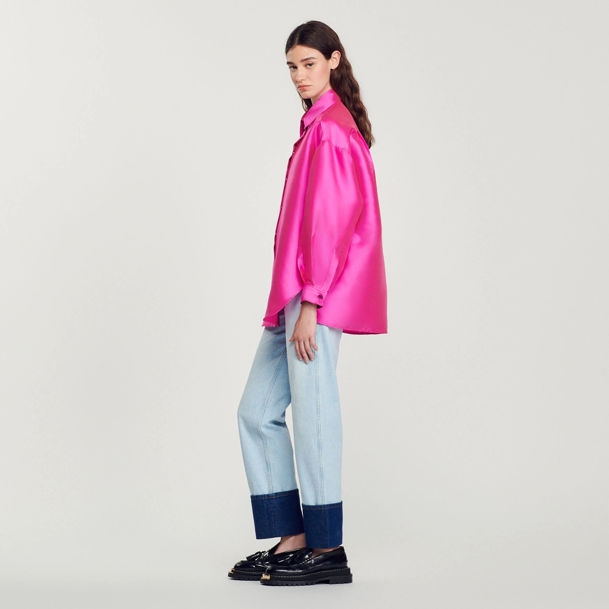 Top 10 ???? Sandro Oversized Satiny ???? Shirt Fushia ???? 6 Top 10 ???? Sandro Oversized Satiny ???? Shirt Fushia ???? - Image 6