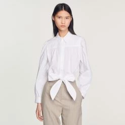 New ???? Sandro Tied Cropped ???? Shirt White ????