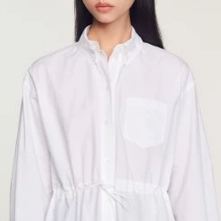 Outlet ⌛ Sandro Long Drawstring ???? Shirt White ???? -Sandro Shop Sandro SFPCM00715 10 V 3