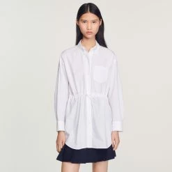 Outlet ⌛ Sandro Long Drawstring ???? Shirt White ???? -Sandro Shop Sandro SFPCM00715 10 V 4
