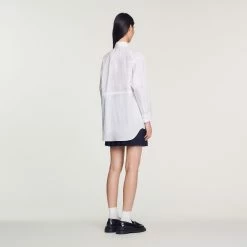Outlet ⌛ Sandro Long Drawstring ???? Shirt White ???? -Sandro Shop Sandro SFPCM00715 10 V 5