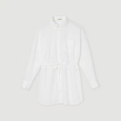 Outlet ⌛ Sandro Long Drawstring ???? Shirt White ???? -Sandro Shop Sandro SFPCM00715 10 V P