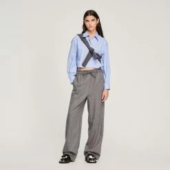 Outlet ???? Sandro Striped ???? Shirt With Rhinestones Sky Blue ???? 10 Outlet ???? Sandro Striped ???? Shirt With Rhinestones Sky Blue ???? -Sandro Shop Sandro SFPCM00725 40 V 4