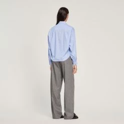 Outlet ???? Sandro Striped ???? Shirt With Rhinestones Sky Blue ???? 11 Outlet ???? Sandro Striped ???? Shirt With Rhinestones Sky Blue ???? -Sandro Shop Sandro SFPCM00725 40 V 5