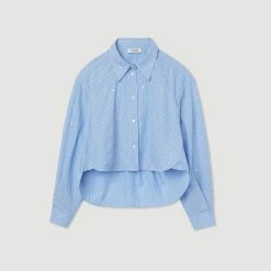 Outlet ???? Sandro Striped ???? Shirt With Rhinestones Sky Blue ???? 13 Outlet ???? Sandro Striped ???? Shirt With Rhinestones Sky Blue ???? -Sandro Shop Sandro SFPCM00725 40 V P
