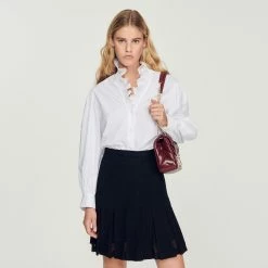 Budget ???? Sandro Cotton ???? Shirt With Fancy Collar White ????