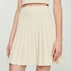 Coupon ✔️ Sandro Short Pleated Knit ???? Skirt Ecru ????