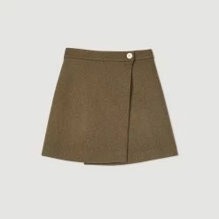 Cheap ???? Sandro Short Wraparound ???? Skirt Brown ⭐ -Sandro Shop Sandro SFPJU00749 G023 V P