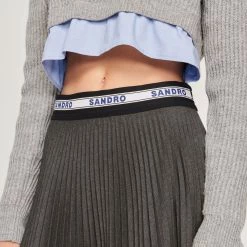 Best deal ⭐ Sandro Short Pleated ???? Skirt Charcoal Grey ???? -Sandro Shop Sandro SFPJU00769 23 V 3
