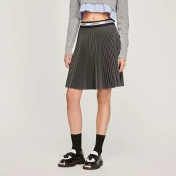 Best deal ⭐ Sandro Short Pleated ???? Skirt Charcoal Grey ???? -Sandro Shop Sandro SFPJU00769 23 V 4