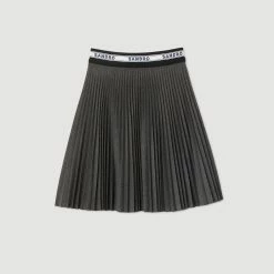 Best deal ⭐ Sandro Short Pleated ???? Skirt Charcoal Grey ???? -Sandro Shop Sandro SFPJU00769 23 V P