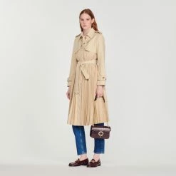 Top 10 ???? Sandro Pleated Trench ???? Coat With Belt Beige ????