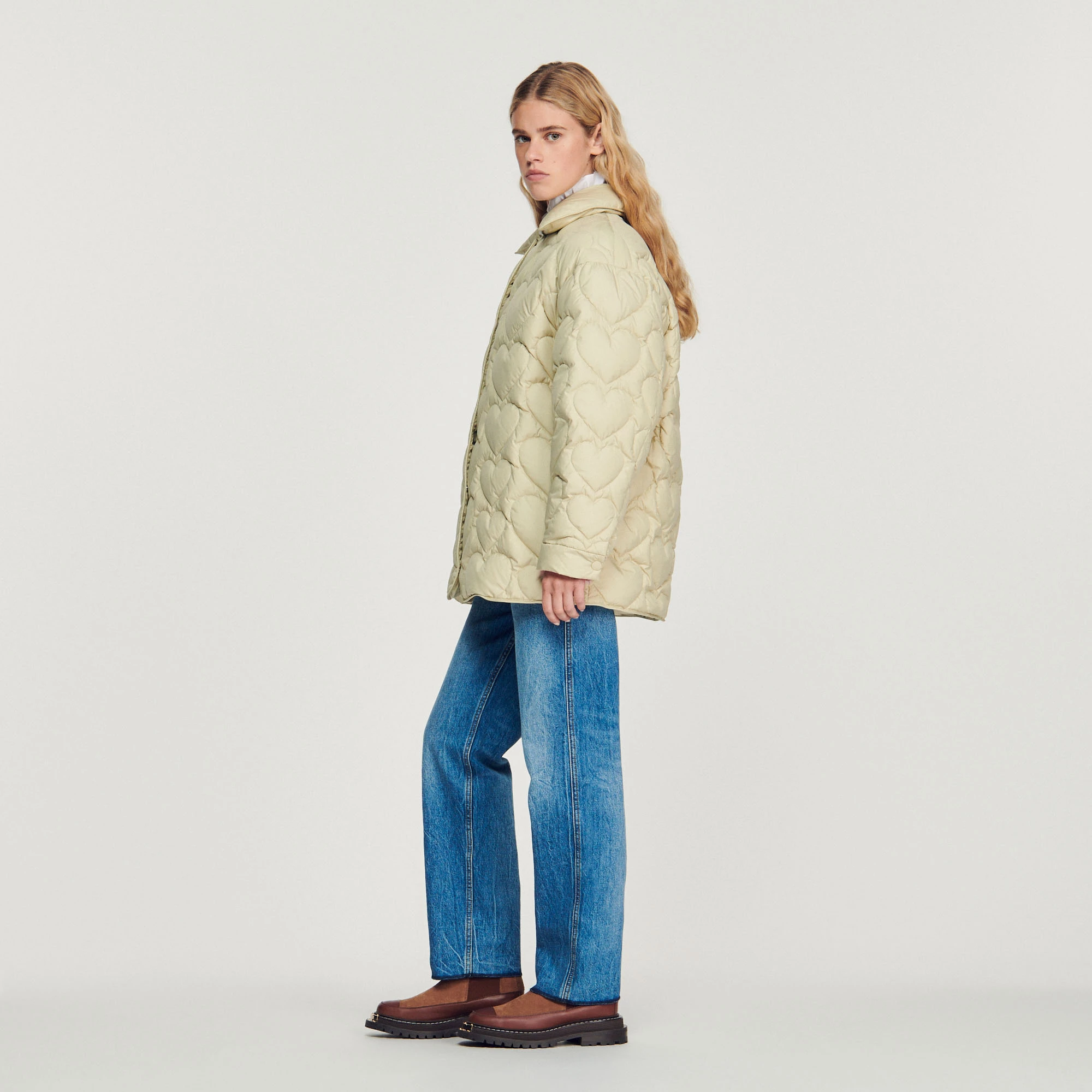 Outlet ???? Sandro Oversized Padded Jacket With Hearts Putty ???? 6 Outlet ???? Sandro Oversized Padded Jacket With Hearts Putty ???? - Image 6