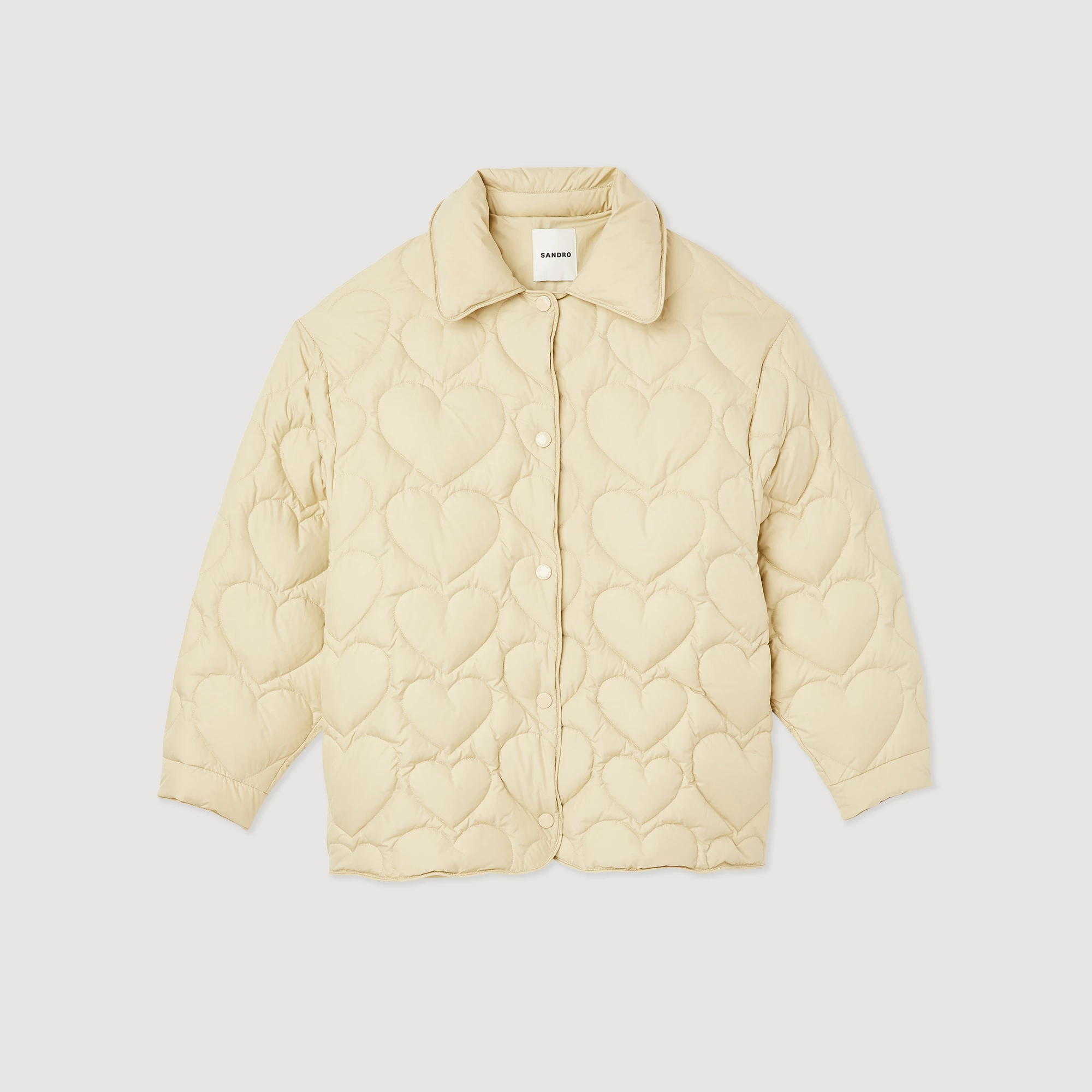 Outlet ???? Sandro Oversized Padded Jacket With Hearts Putty ???? 7 Outlet ???? Sandro Oversized Padded Jacket With Hearts Putty ???? - Image 7