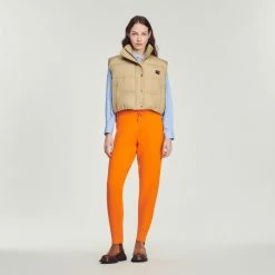 Buy ???? Sandro Short Sleeveless Padded Jacket Putty ???? -Sandro Shop Sandro SFPOU00422 17 H V