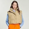Buy ???? Sandro Short Sleeveless Padded Jacket Putty ????