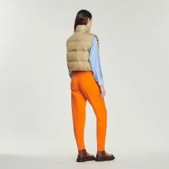 Buy ???? Sandro Short Sleeveless Padded Jacket Putty ???? -Sandro Shop Sandro SFPOU00422 17 V 5