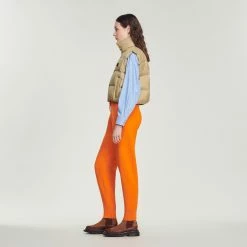 Buy ???? Sandro Short Sleeveless Padded Jacket Putty ???? -Sandro Shop Sandro SFPOU00422 17 V 6