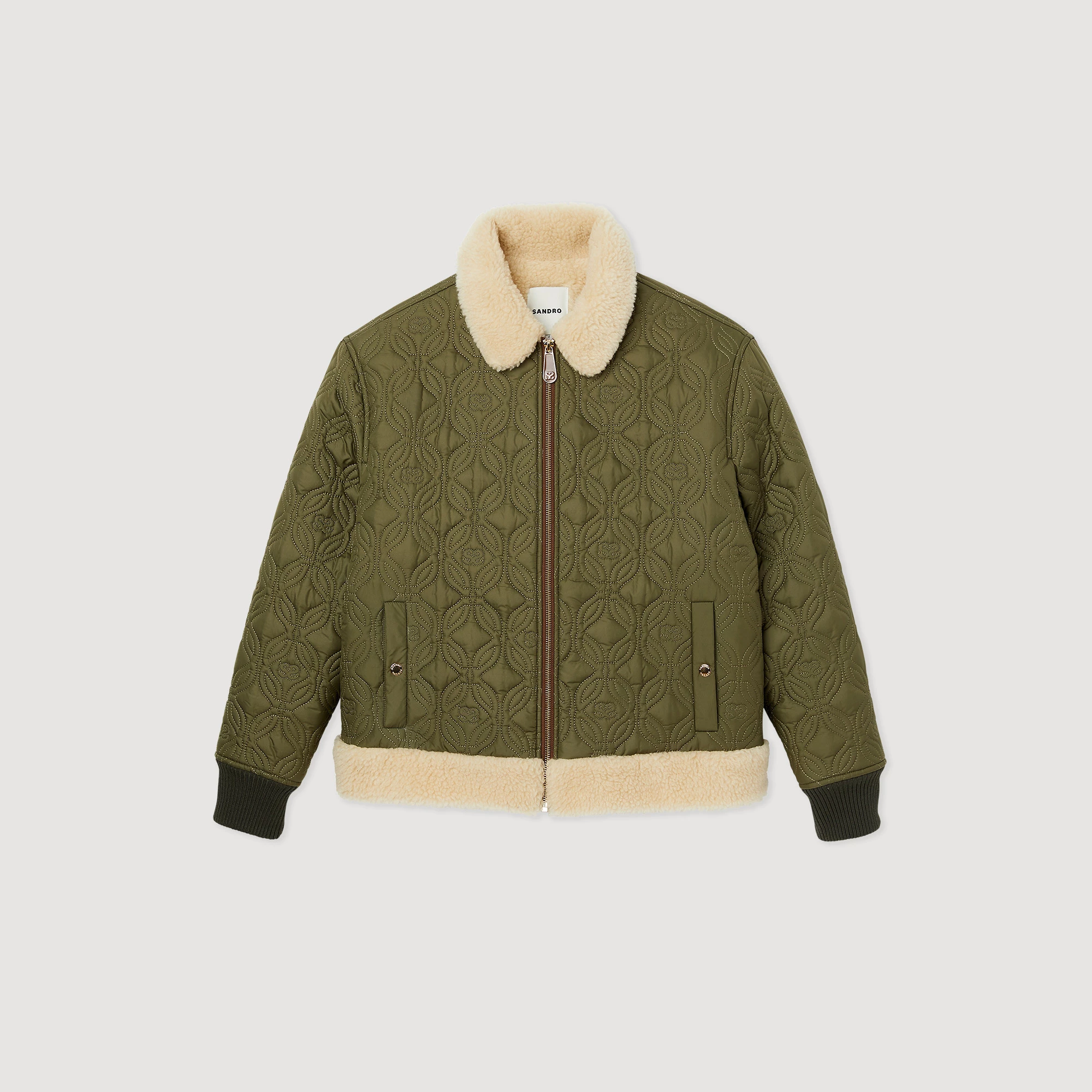 Buy ???? Sandro Padded ???? Coat With A Fur-lined Collar Olive Green ???? 7 Buy ???? Sandro Padded ???? Coat With A Fur-lined Collar Olive Green ???? - Image 7