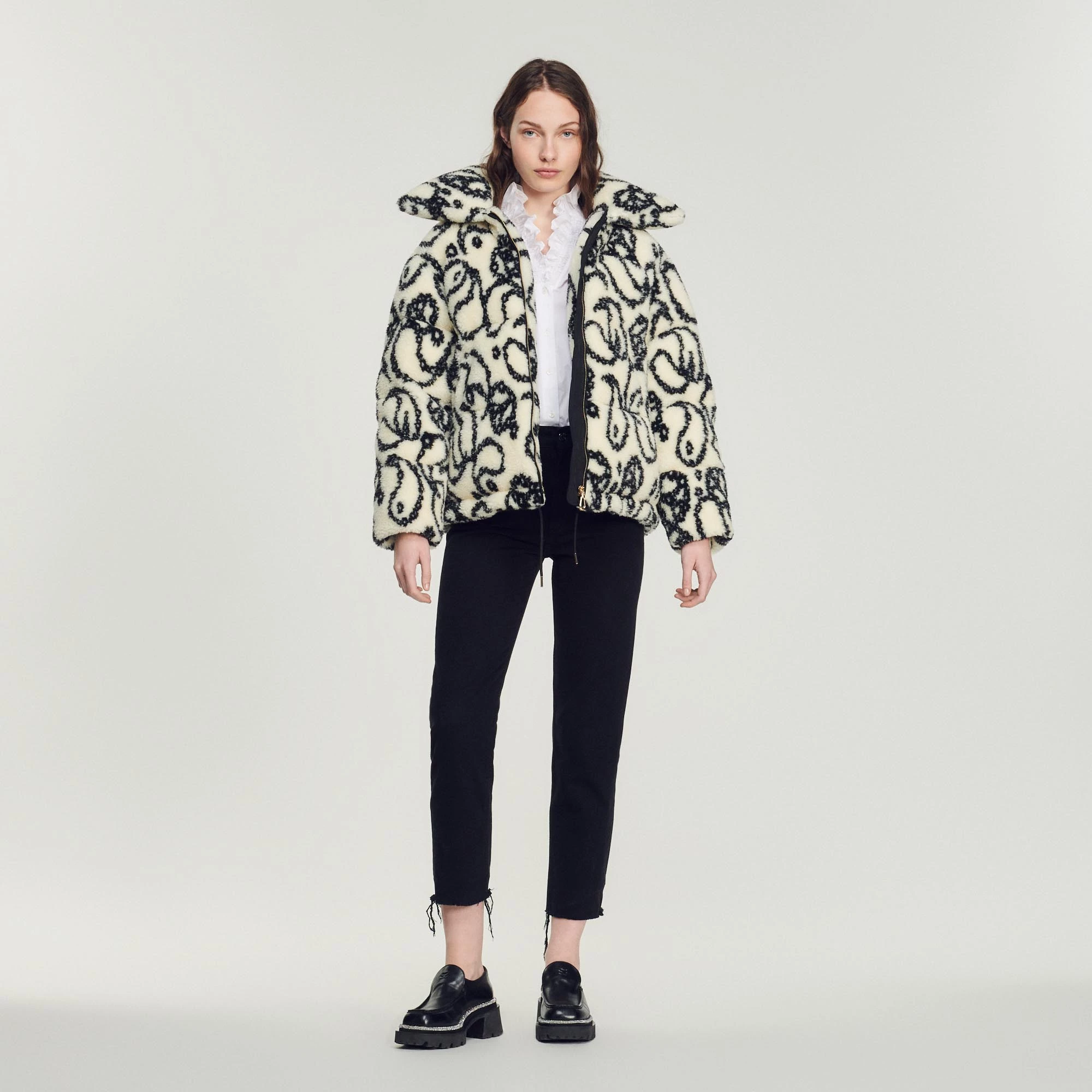Outlet ???? Sandro Oversized Padded Faux Fur Jacket Ecru ???? 2 Outlet ???? Sandro Oversized Padded Faux Fur Jacket Ecru ???? - Image 2