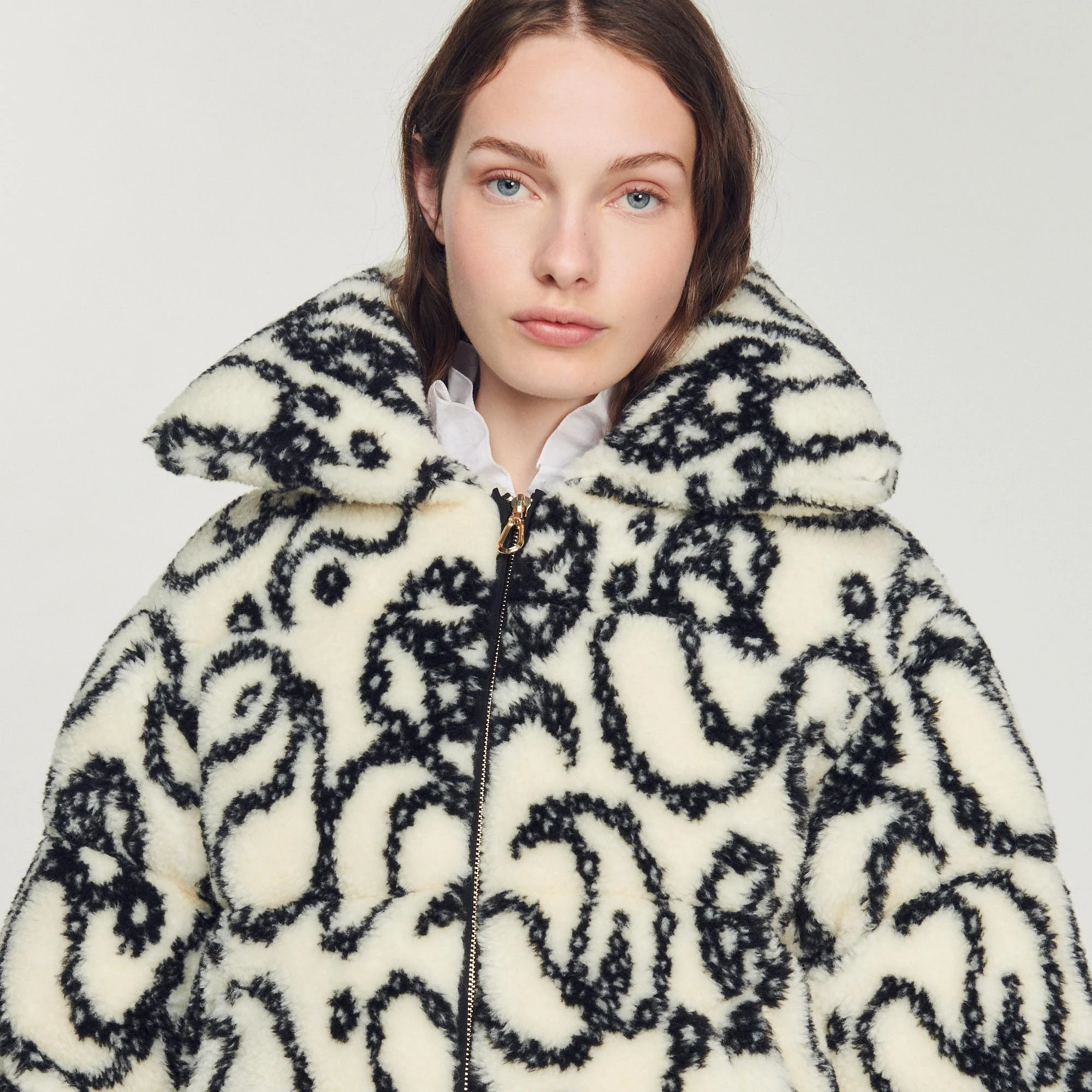 Outlet ???? Sandro Oversized Padded Faux Fur Jacket Ecru ???? 3 Outlet ???? Sandro Oversized Padded Faux Fur Jacket Ecru ???? - Image 3