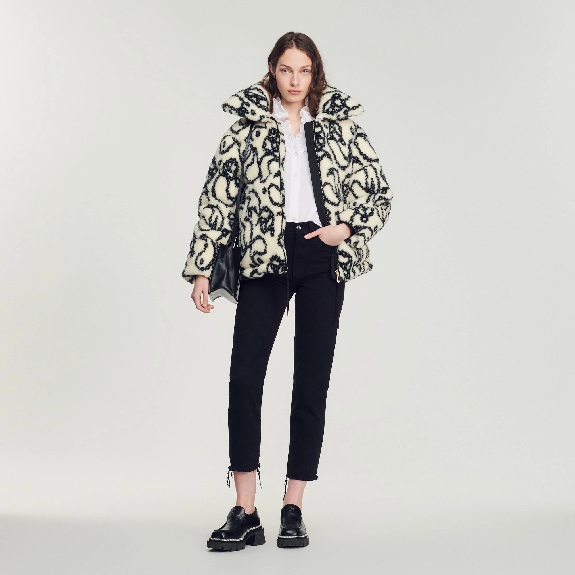 Outlet ???? Sandro Oversized Padded Faux Fur Jacket Ecru ???? 4 Outlet ???? Sandro Oversized Padded Faux Fur Jacket Ecru ???? - Image 4