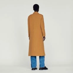 Wholesale ✨ Sandro Straight-cut Brushed Wool ???? Coat Camel ???? -Sandro Shop Sandro SFPOU00484 13 V 5