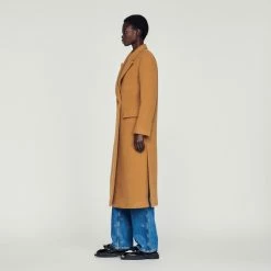 Wholesale ✨ Sandro Straight-cut Brushed Wool ???? Coat Camel ???? -Sandro Shop Sandro SFPOU00484 13 V 6