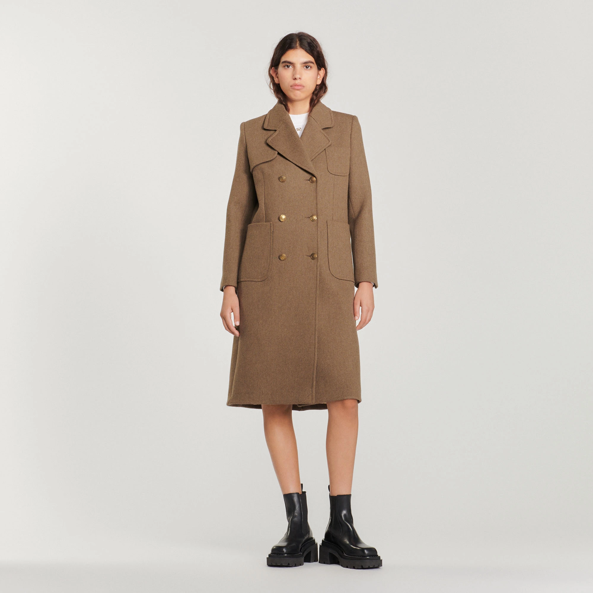Outlet ???? Sandro Wool Cloth ???? Coat Brown ???? 2 Outlet ???? Sandro Wool Cloth ???? Coat Brown ???? - Image 2