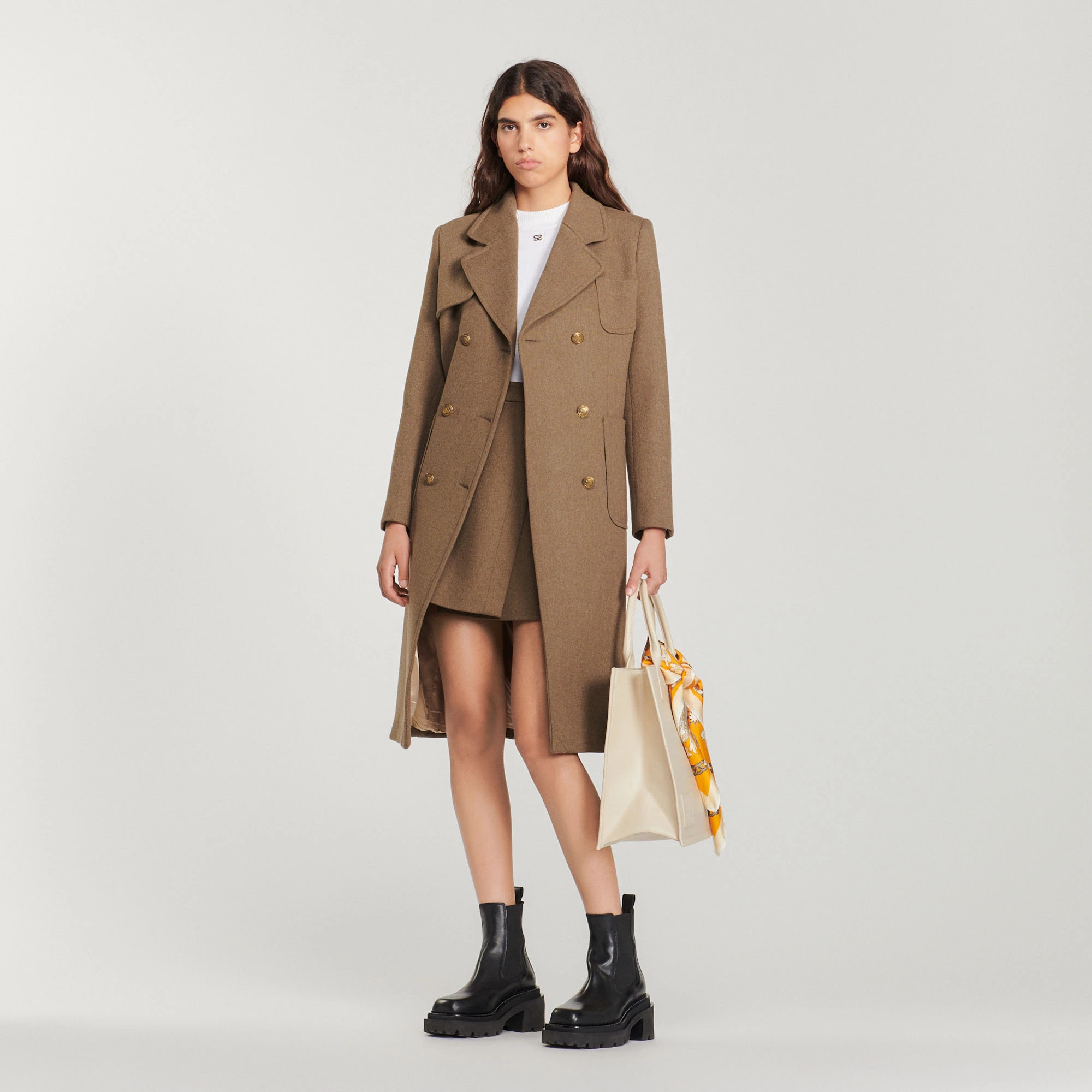 Outlet ???? Sandro Wool Cloth ???? Coat Brown ???? 1 Outlet ???? Sandro Wool Cloth ???? Coat Brown ????