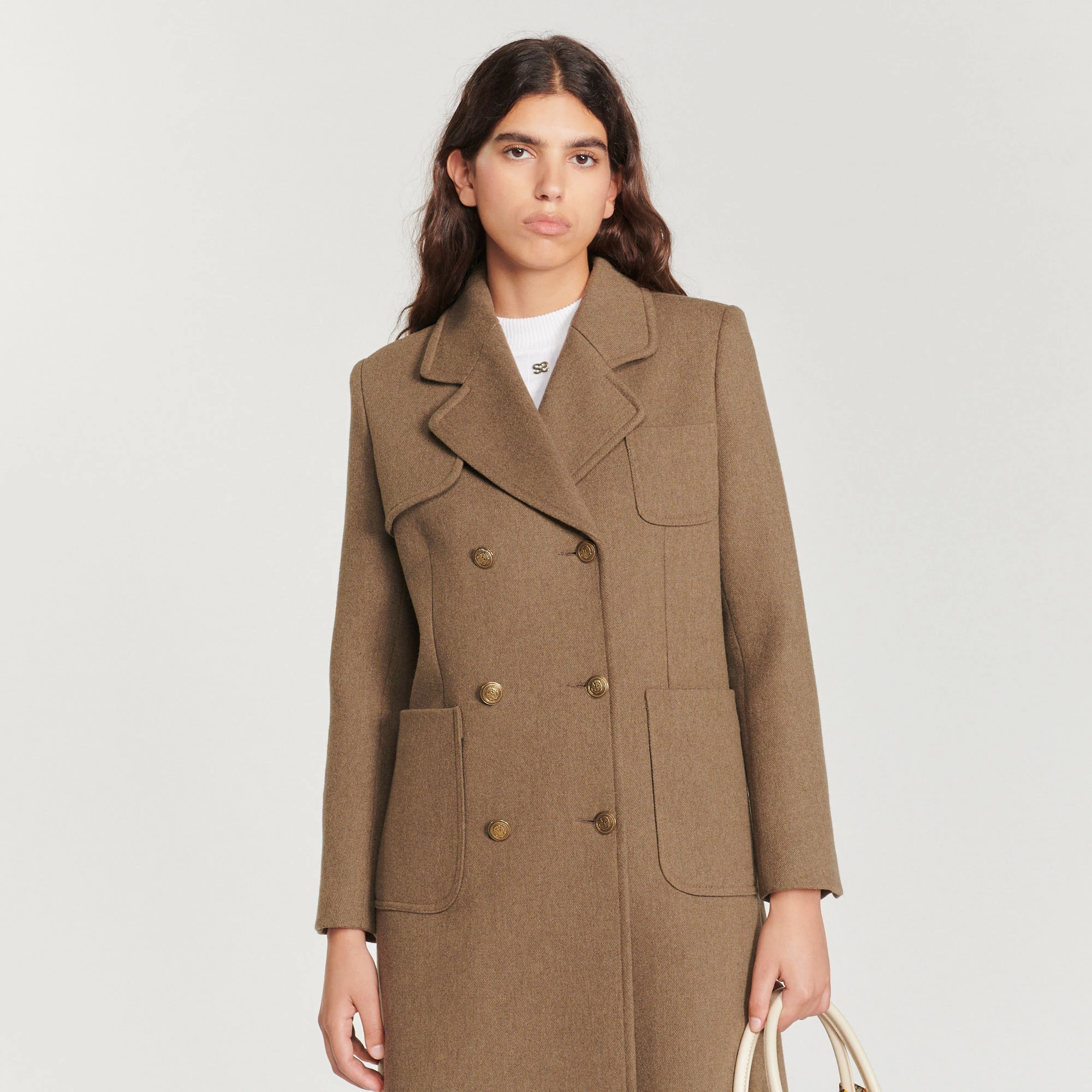 Outlet ???? Sandro Wool Cloth ???? Coat Brown ???? 4 Outlet ???? Sandro Wool Cloth ???? Coat Brown ???? - Image 4