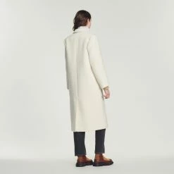 Outlet ???? Sandro Long ???? Coat With Wide Collar Ecru ???? 11 Outlet ???? Sandro Long ???? Coat With Wide Collar Ecru ???? -Sandro Shop Sandro SFPOU00491 11 V 5
